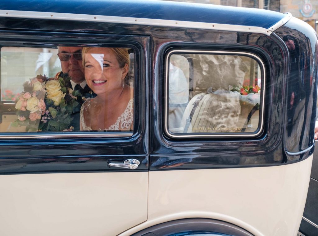 Bride arriving in St Andrews